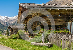 Wooden house typical in a alps village on Ridnaun Valley/Ridanna Valley - Racines country - near Sterzing/Vipiteno, South Tyrol, n