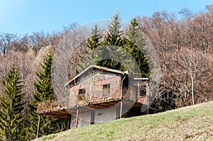 Wooden house Vrsatec rocky mountain in Slovakia