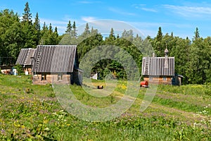 Wooden houses on Anzersky island