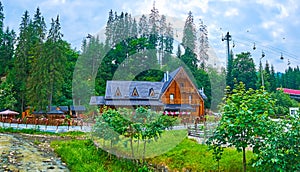 The wooden houses of Bukovel, Carpathians, Ukraine