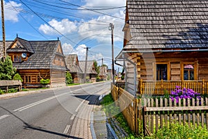 Wooden houses in Chocholow village by Krakow, Poland photo