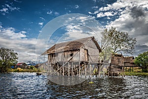 Wooden houses on piles, Inle Lake, Myanmar