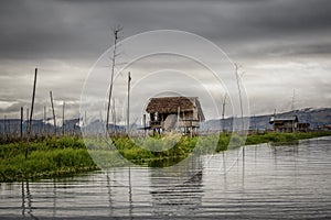 Wooden houses on piles, Inle Lake, Myanmar