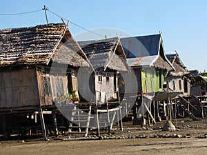 Wooden houses on the poles