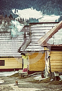 Wooden houses in Vlkolinec village, Slovakia