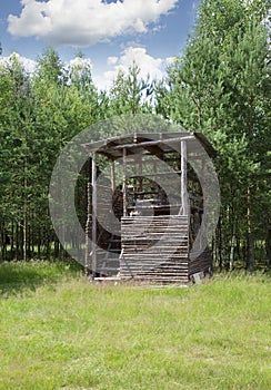 Wooden hunting deer blind