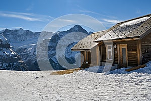 Wooden hut with beautiful views on Bernese Alps