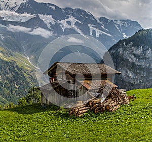 Wooden hut in the Bernese Alps