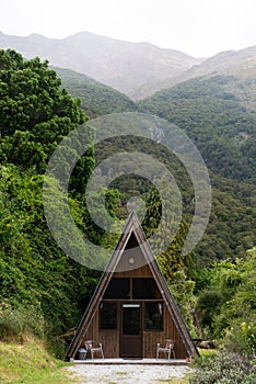 Wooden hut, Haast Pass, New Zealand