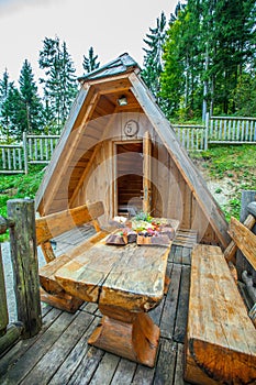 Wooden hut at Hija Glamping Lake Bloke, Nova Vas in Slovenia photo