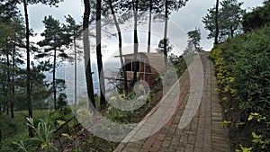 Wooden hut on top of the mountain.