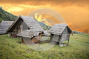 Traditional wooden huts