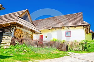 Wooden huts in typical village , Slovakia