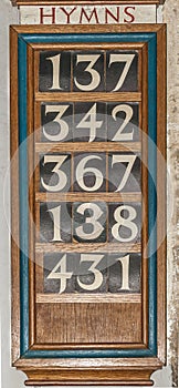 Wooden Hymn board photo