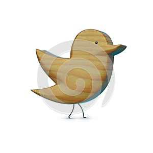 Wooden icon with legs and eye, character, object, bird