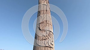 Wooden idol Slavic god Svarog