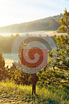 Wooden information notice board sign in Zlatibor, Serbia