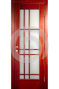 Wooden interior door of rosewood or palisander wood with brass h