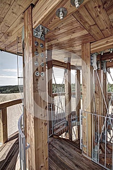Wooden interior of the outlook tower