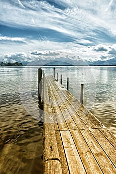 Wooden jetty 245 lake chiemsee