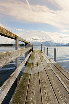 Wooden jetty 252 lake chiemsee