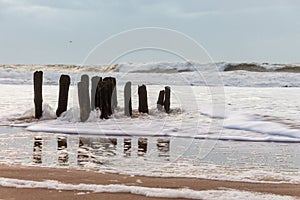 Wooden jetty at a beach of Sylt