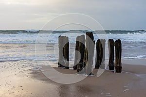Wooden jetty at a beach of Sylt