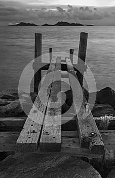 Wooden jetty at dusk