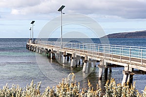 The wooden jetty at Emu Bay Kangaroo Island South Australia on May 9th 2021
