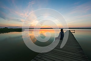 Wooden jetty on lake