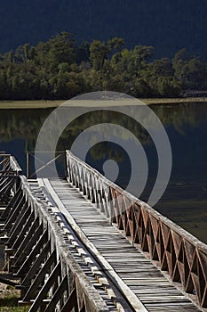 Wooden jetty on Lake Rosselot in the Aysen Region of Chile photo