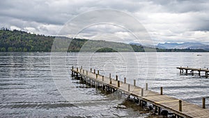 Wooden jetty on Lake Windermere