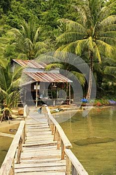 Wooden jetty at local village, Ream National Park, Cambodia