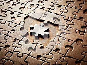 Wooden Jigsaw Puzzle with One Missing Piece