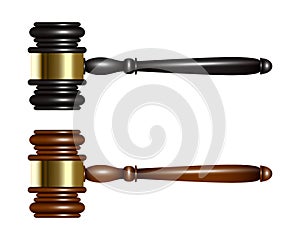 Wooden judge or auction gavel set.