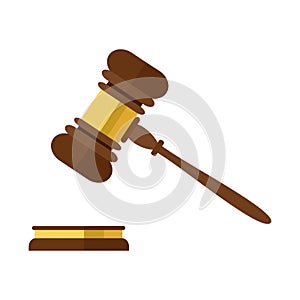 A wooden judge gavel, hammer of judge or auctioneer