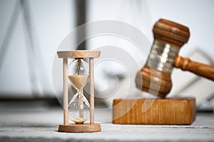 Wooden judge`s gavel. The criminal law.