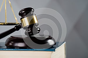 Wooden judge`s gavel.  The criminal law