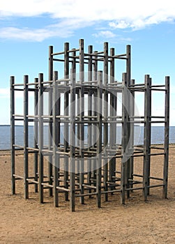 Wooden Jungle Gym on Beach