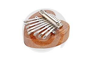 Wooden kalimba mbira acoustic African music instrument isolated on background