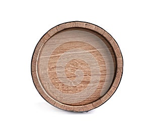 Wooden keg on white background