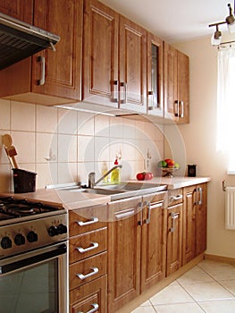 Wooden kitchen cupboards