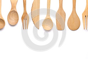 Wooden Kitchenware Tool on White Background