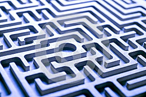 Wooden labyrinth, blue light