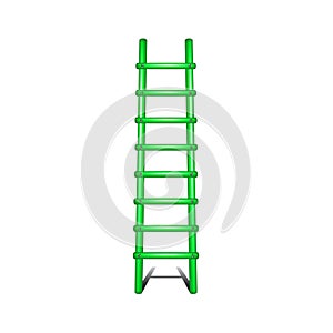 Wooden ladder in green design with shadow leading up