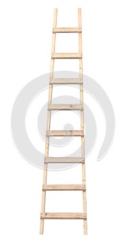 Wooden ladder vertical isolated stepladder