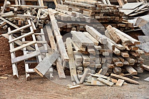 Wooden ladders and timbers stock photo