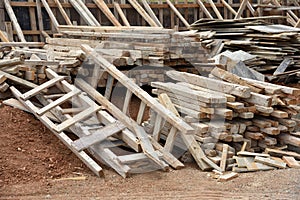 Wooden ladders and timbers stock photo