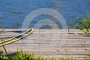 Wooden Lake dock.