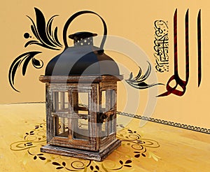 A wooden lantern